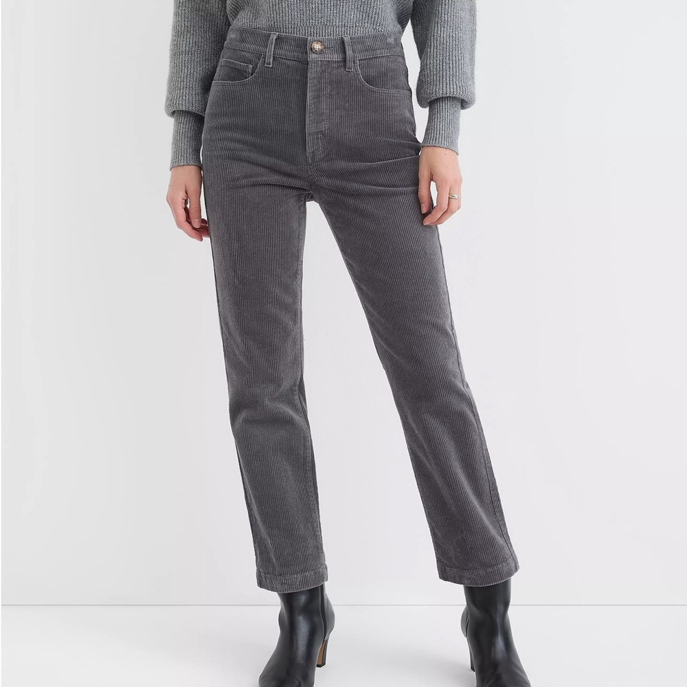 LOFT Straight Corduroy Ankle Pants 25 Castlerock Gray